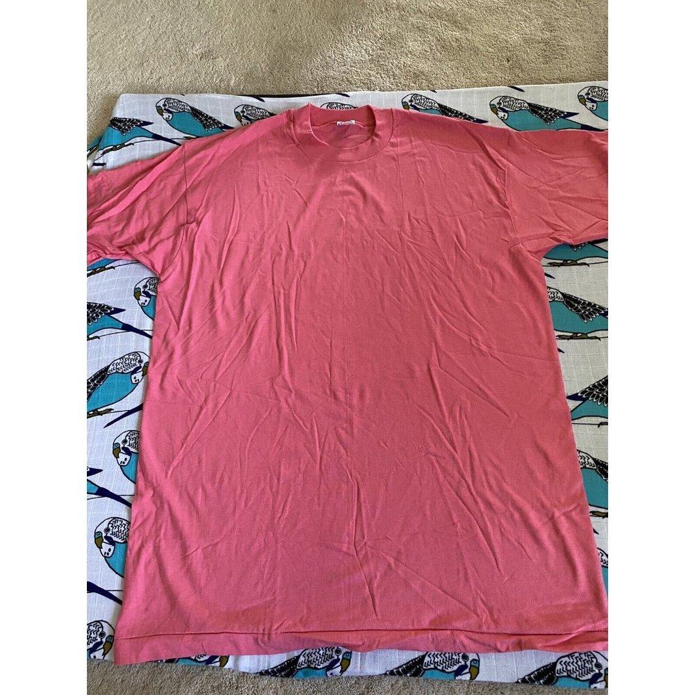 NWOT Fruit Of The Loom Vintage Single Stitch Plain Pink T shirt XL preshrunk